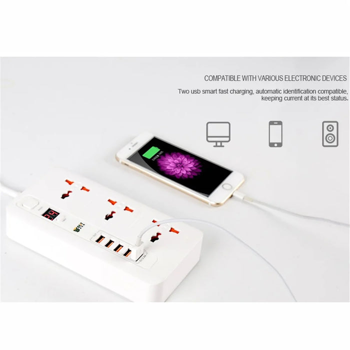BEST BST-04 Power Strip 3 AC Outlets Time Setting with 5 USB Charging Ports Surge Protector (EU Plug) - Random Color - 5