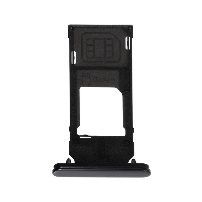 OEM SIM+SD Card Tray Holder Replacement Part for Sony Xperia X Compact - Black - 1