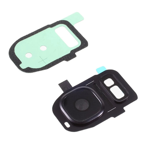 OEM Camera Lens Ring + Flashlight Glass + Adhesive Sticker for Samsung Galaxy S7 G930 / S7 edge G935 - Black - 1