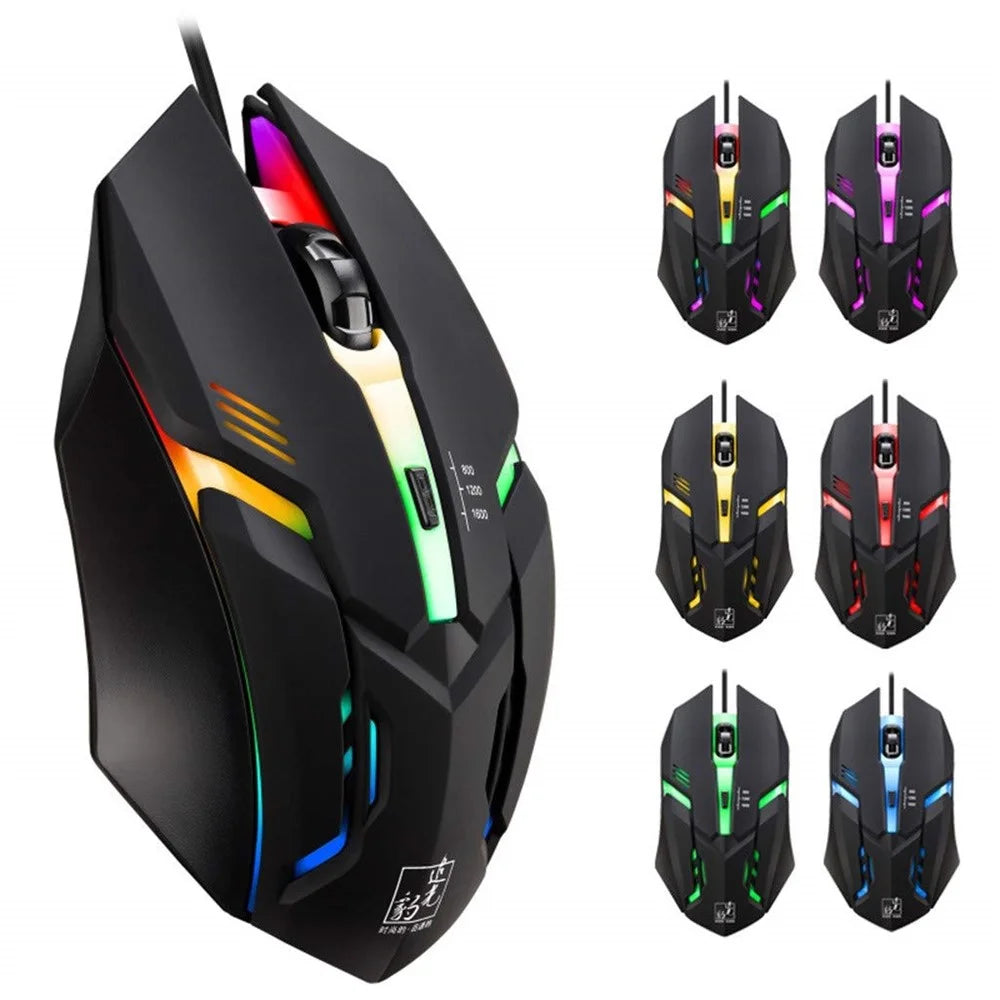 K2 Colorful LED Light 4-Button 2400DPI Optical USB Wired Gaming Mouse - 1