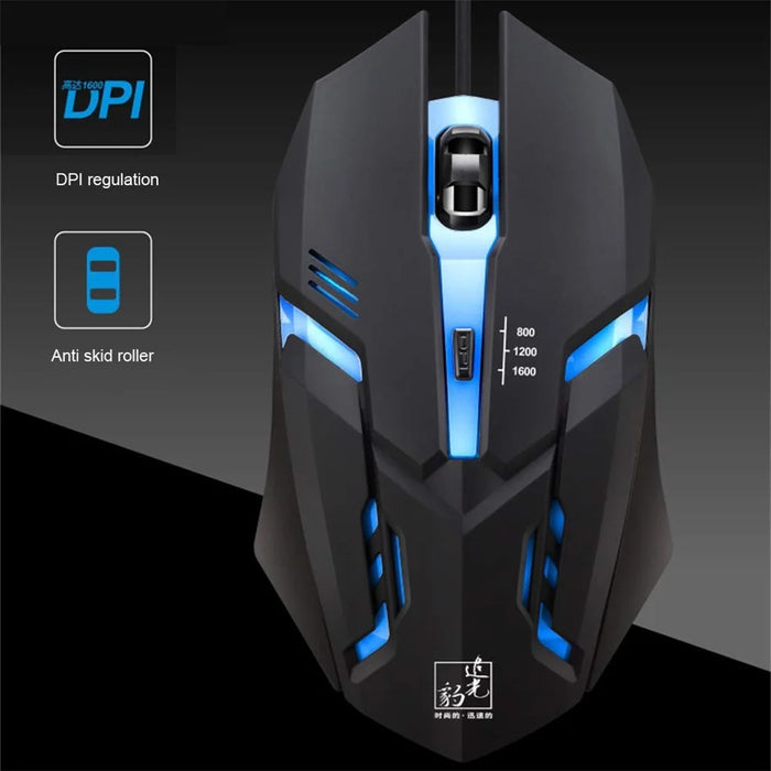 K2 Colorful LED Light 4-Button 2400DPI Optical USB Wired Gaming Mouse - 3