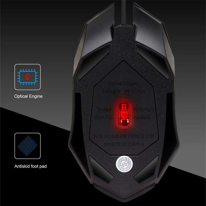 K2 Colorful LED Light 4-Button 2400DPI Optical USB Wired Gaming Mouse - 4