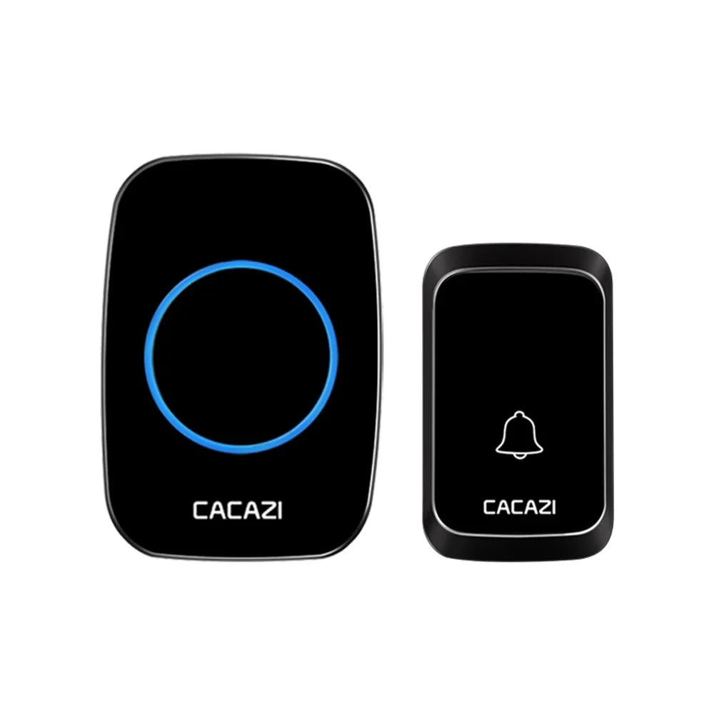 CACAZI A60 Wireless Doorbell Waterproof Door Chime Kit 2 Button with 2 Plug-in Receivers - Black / EU Plug - 5