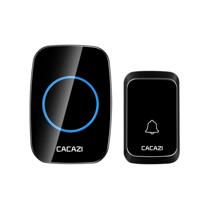 CACAZI A60 Wireless Doorbell Waterproof Door Chime Kit 2 Button with 2 Plug-in Receivers - Black / EU Plug - 6