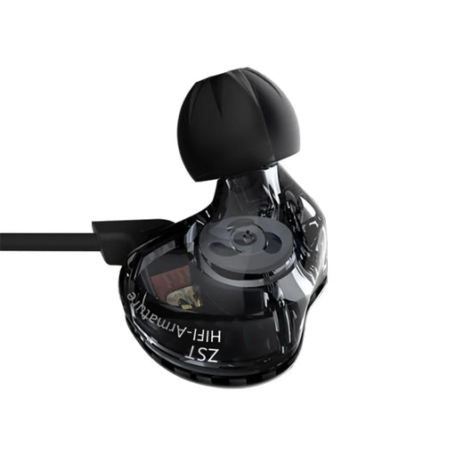 KZ ZST Armature Dual Driver In-ear Earphone Detachable Cable Mega Bass Headset WITHOUT Mic - Carbon Fiber - 2