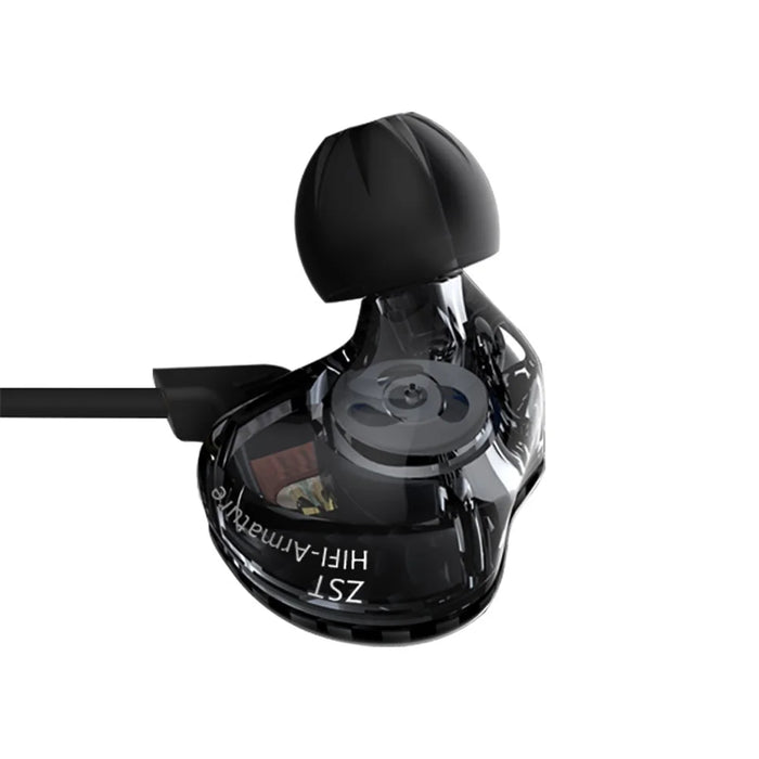 KZ ZST Armature Dual Driver In-ear Earphone Detachable Cable Mega Bass Headset WITHOUT Mic - Carbon Fiber - 2