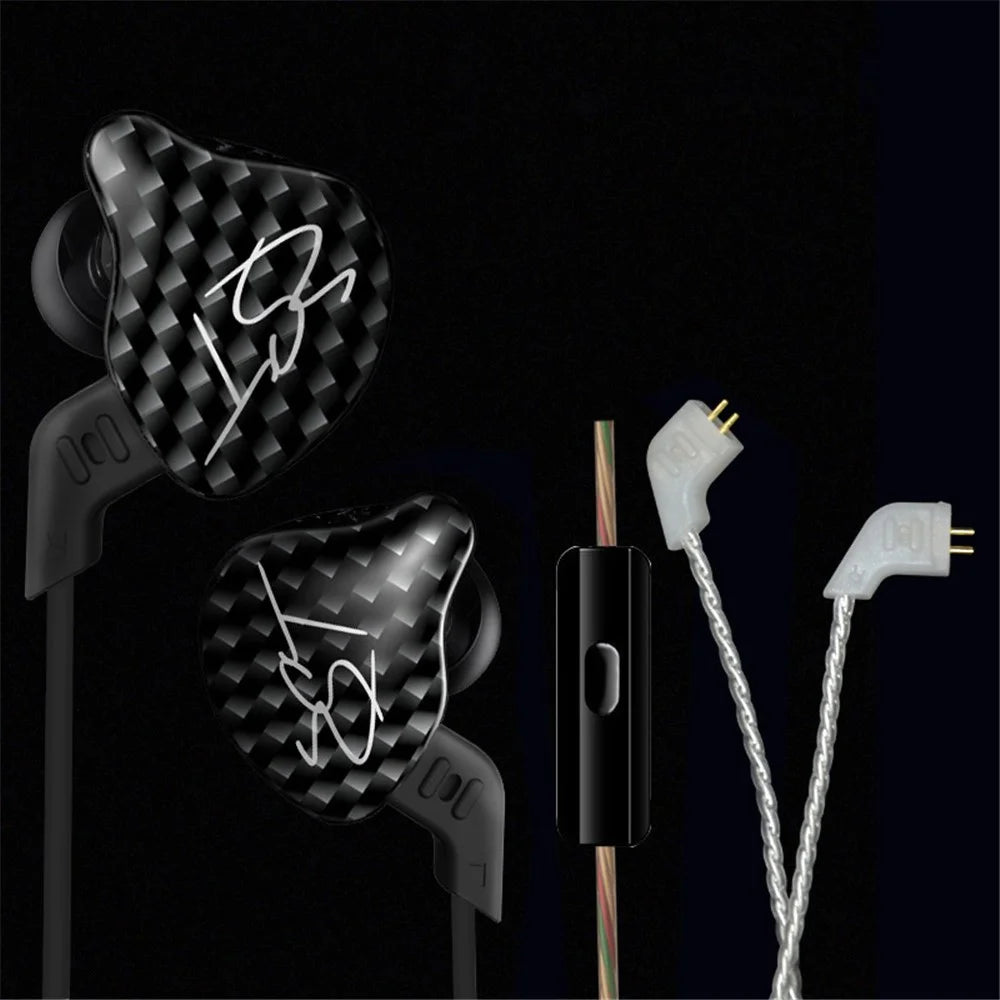 KZ ZST Armature Dual Driver In-ear Earphone Detachable Cable Mega Bass Headset WITHOUT Mic - Carbon Fiber - 6