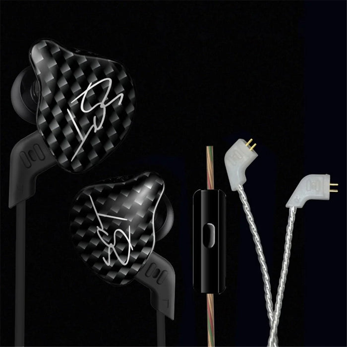 KZ ZST Armature Dual Driver In-ear Earphone Detachable Cable Mega Bass Headset WITHOUT Mic - Carbon Fiber - 6
