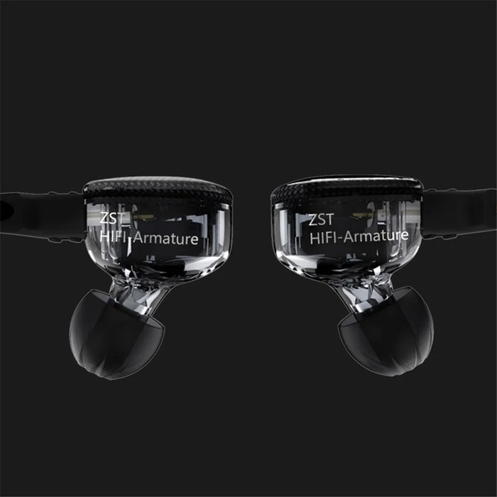 KZ ZST Armature Dual Driver In-ear Earphone Detachable Cable Mega Bass Headset WITHOUT Mic - Carbon Fiber - 7