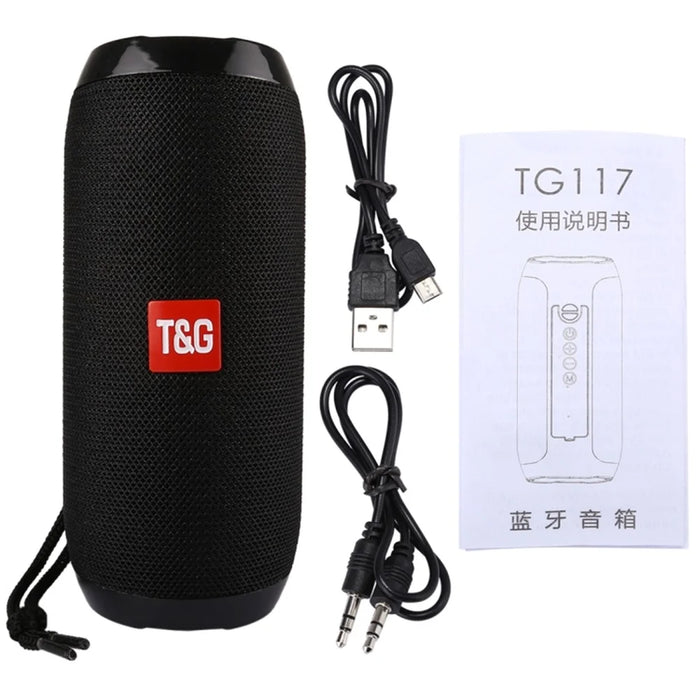 TG117 Portable Bluetooth-compatible Stereo Speaker Mesh Surface Waterproof Outdoor Speaker with Mic for iPhone X Etc. - Black - 4