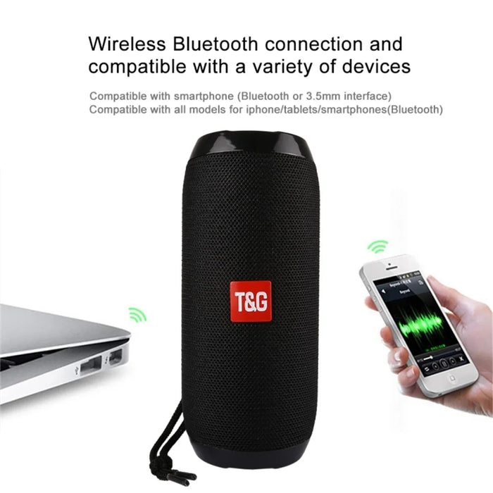 TG117 Portable Bluetooth-compatible Stereo Speaker Mesh Surface Waterproof Outdoor Speaker with Mic for iPhone X Etc. - Black - 6