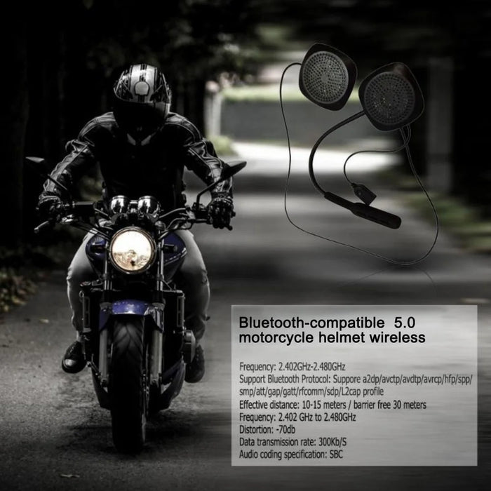 Motorcycle Motorbike Helmet Bluetooth-compatible Headset Wireless Headphone with Mic - 2