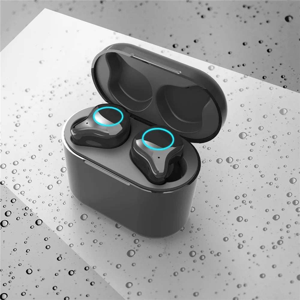 JEDXR5 TWS5.0 Wireless Bluetooth-compatible Headset Headphone with Charging Box - Black - 5