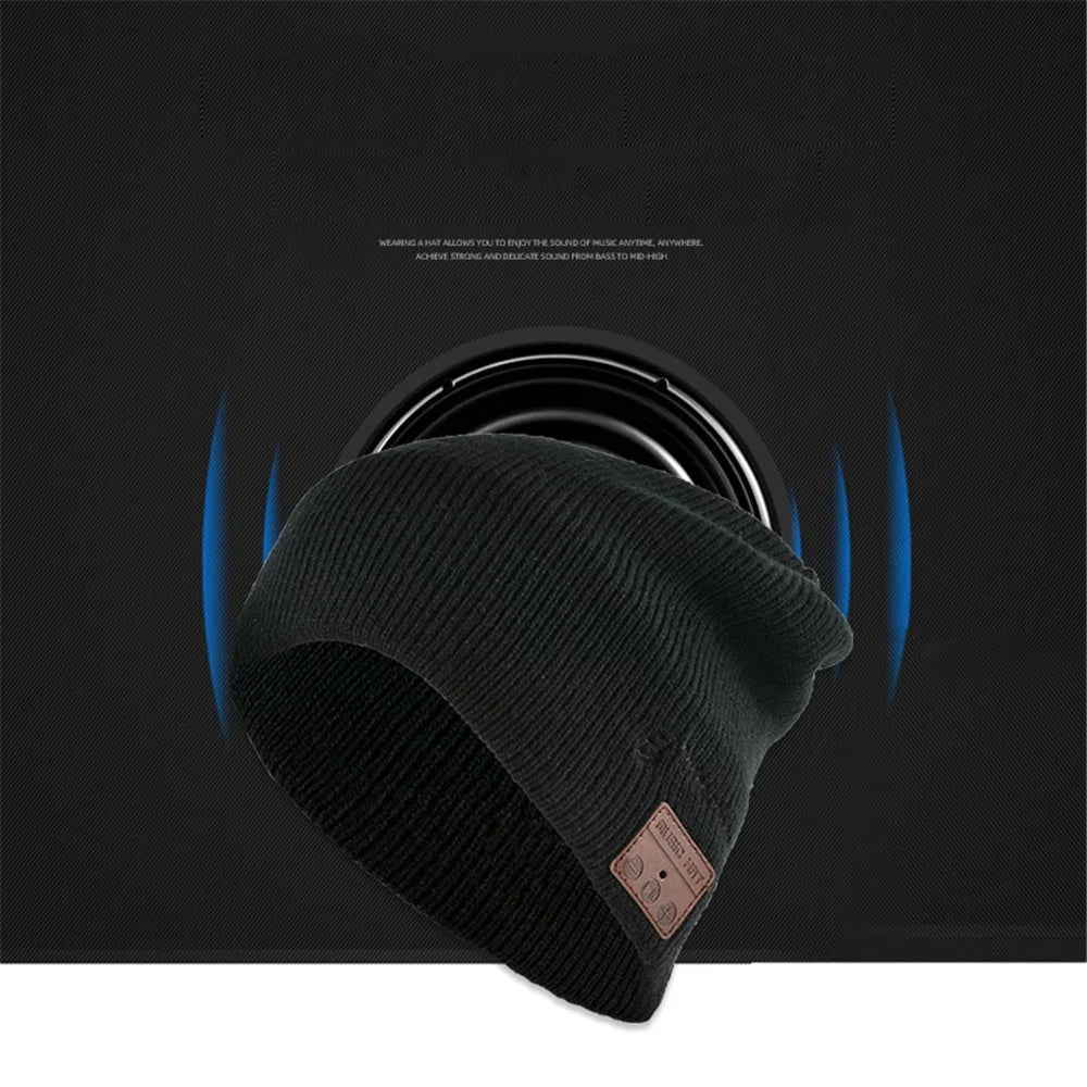 Bluetooth-compatible Headphones Winter Hat Warm Music Hat with Mic Gloves Wireless Headphone - Black - 3