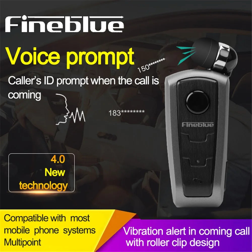 FINEBLUE F910 Flex Incoming Calling Vibration Bluetooth-compatible Headset Stretchable Earphones - Silver - 3