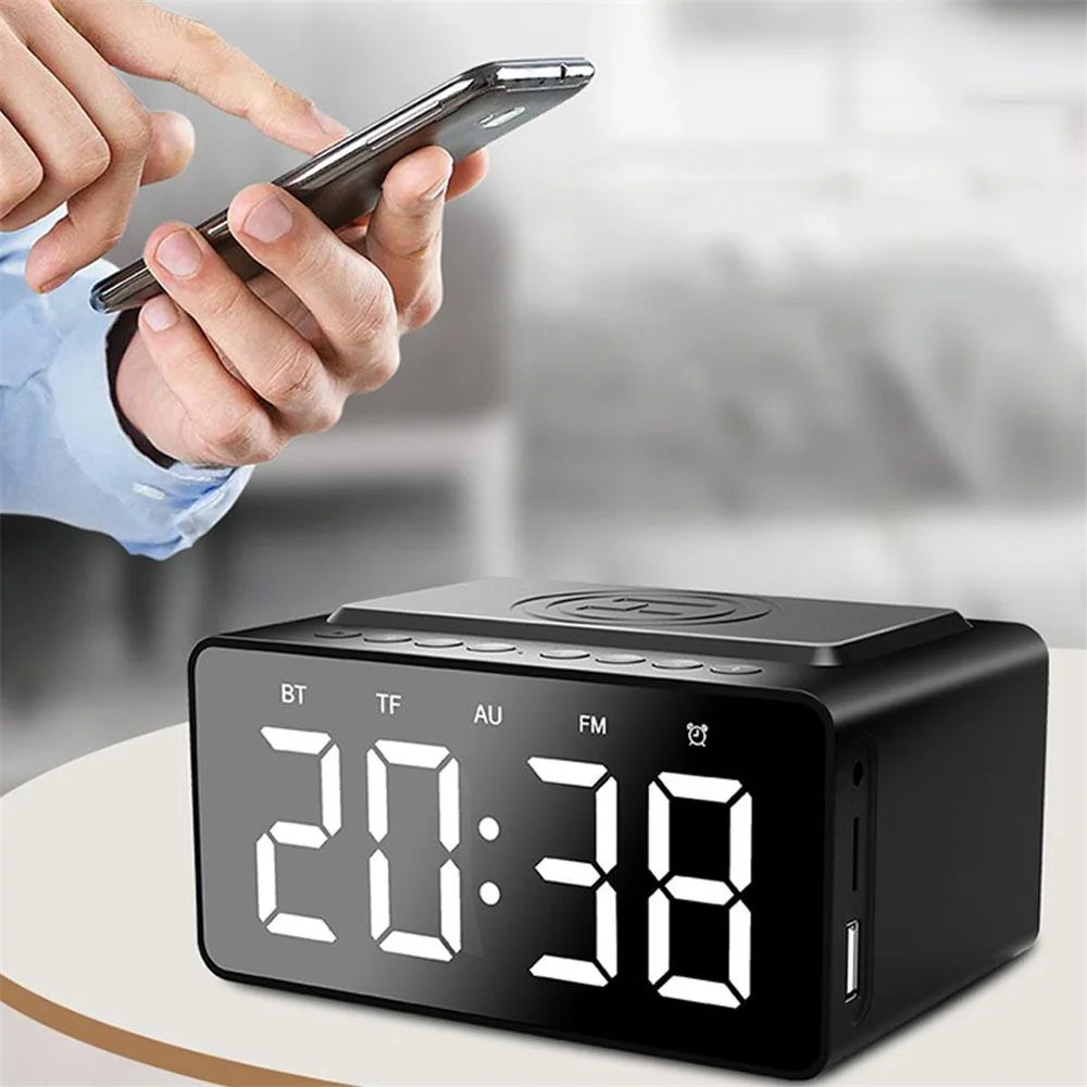 BT508 3 in 1 Wireless Charging LED Alarm Clock Power Bluetooth-compatible Speaker - 1