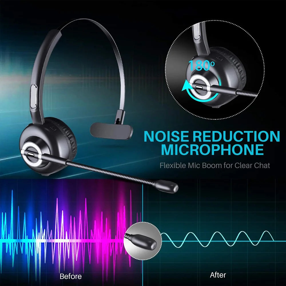 M97 Business Wireless Bluetooth-compatible 5.0 Headset Call Center Operator Single Ear Headphone with Microphone and Charging Base - 2