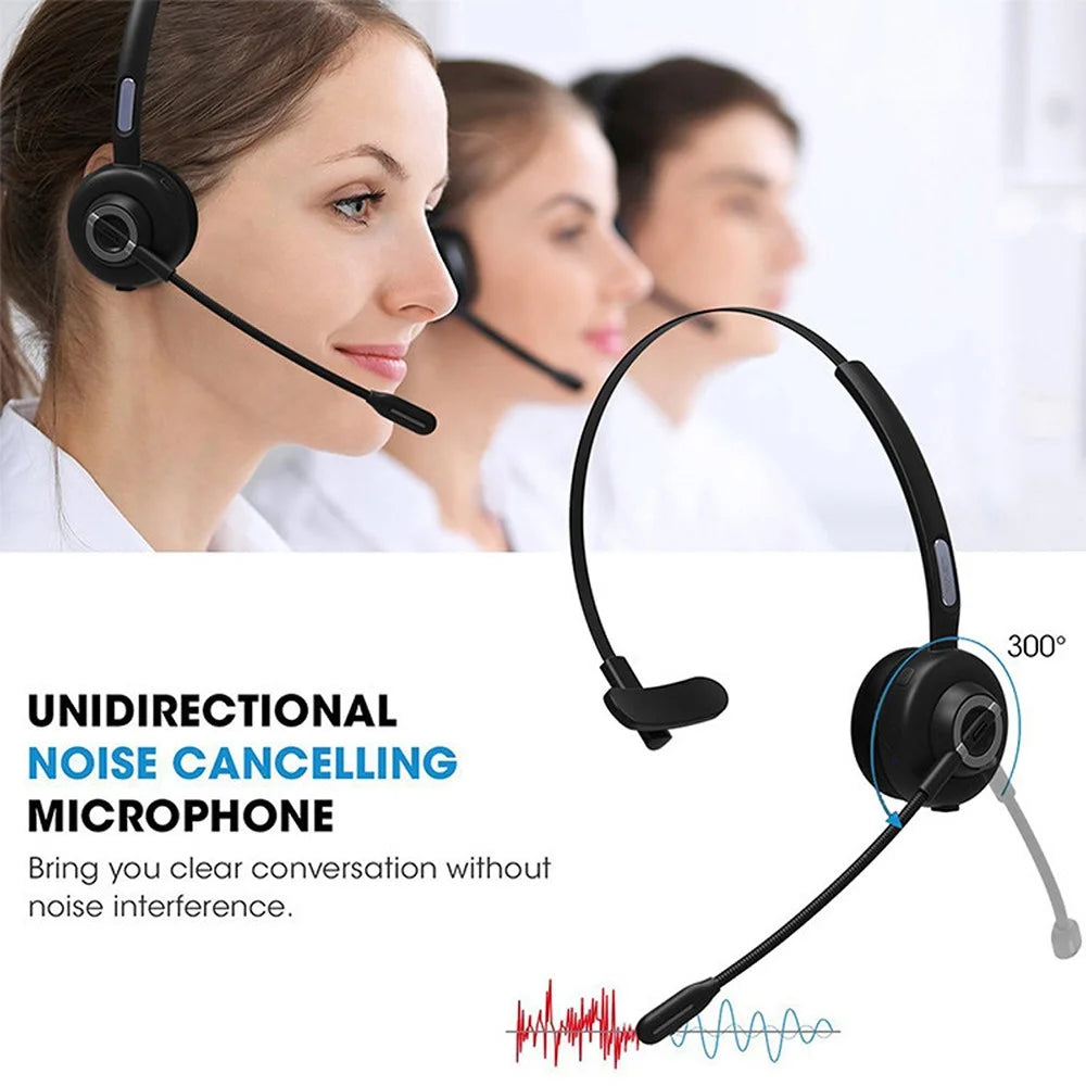 M97 Business Wireless Bluetooth-compatible 5.0 Headset Call Center Operator Single Ear Headphone with Microphone and Charging Base - 5