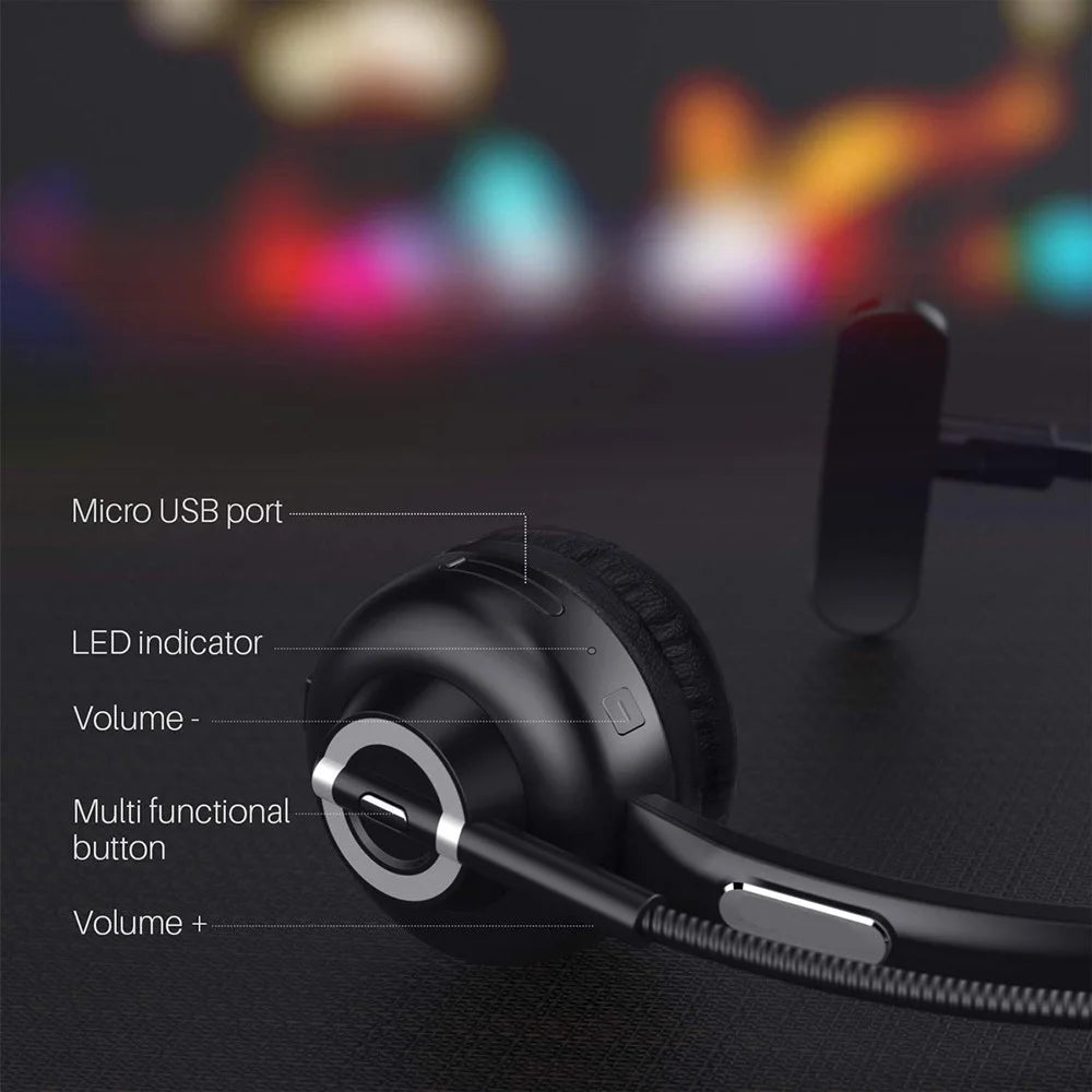 M97 Business Wireless Bluetooth-compatible 5.0 Headset Call Center Operator Single Ear Headphone with Microphone and Charging Base - 7