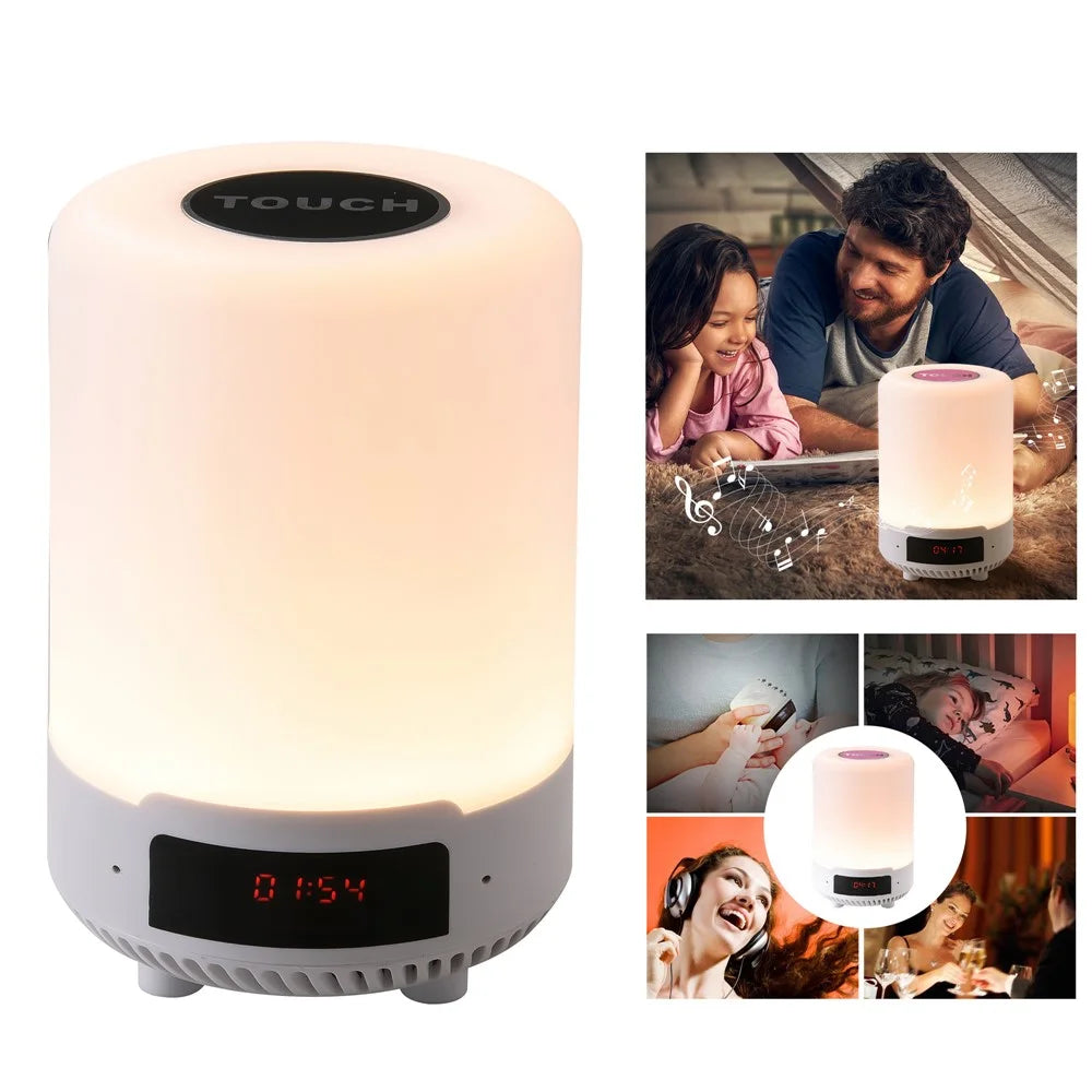 LED Night Light Bluetooth-compatible Speaker with Alarm Clock Touch Control Table Lamp - Black - 1