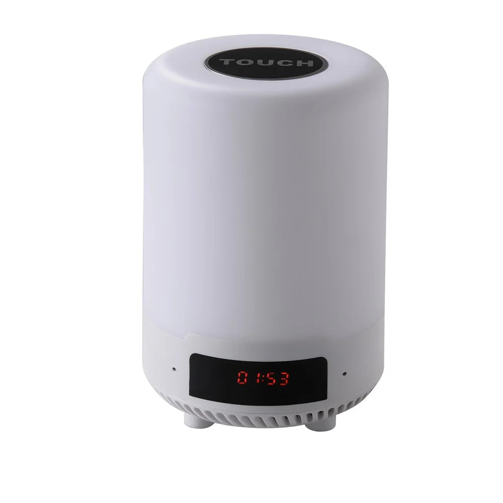 LED Night Light Bluetooth-compatible Speaker with Alarm Clock Touch Control Table Lamp - Black - 2