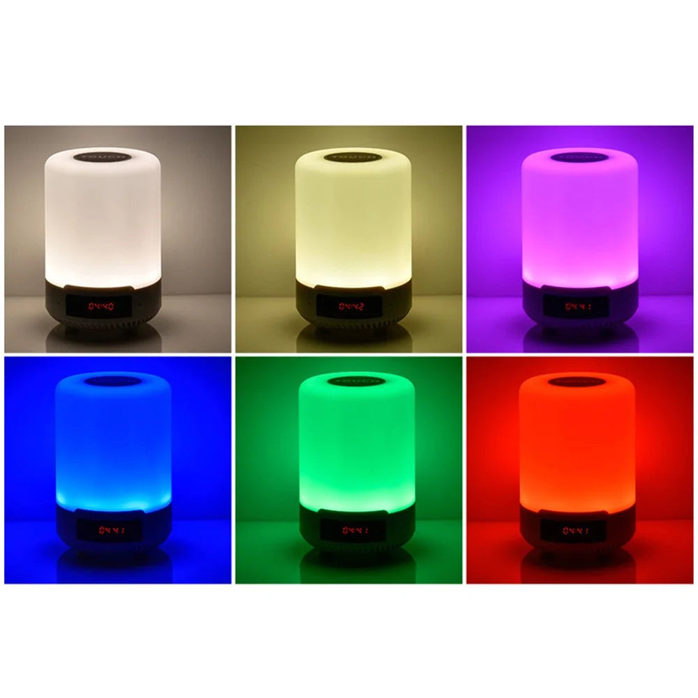 LED Night Light Bluetooth-compatible Speaker with Alarm Clock Touch Control Table Lamp - Black - 3