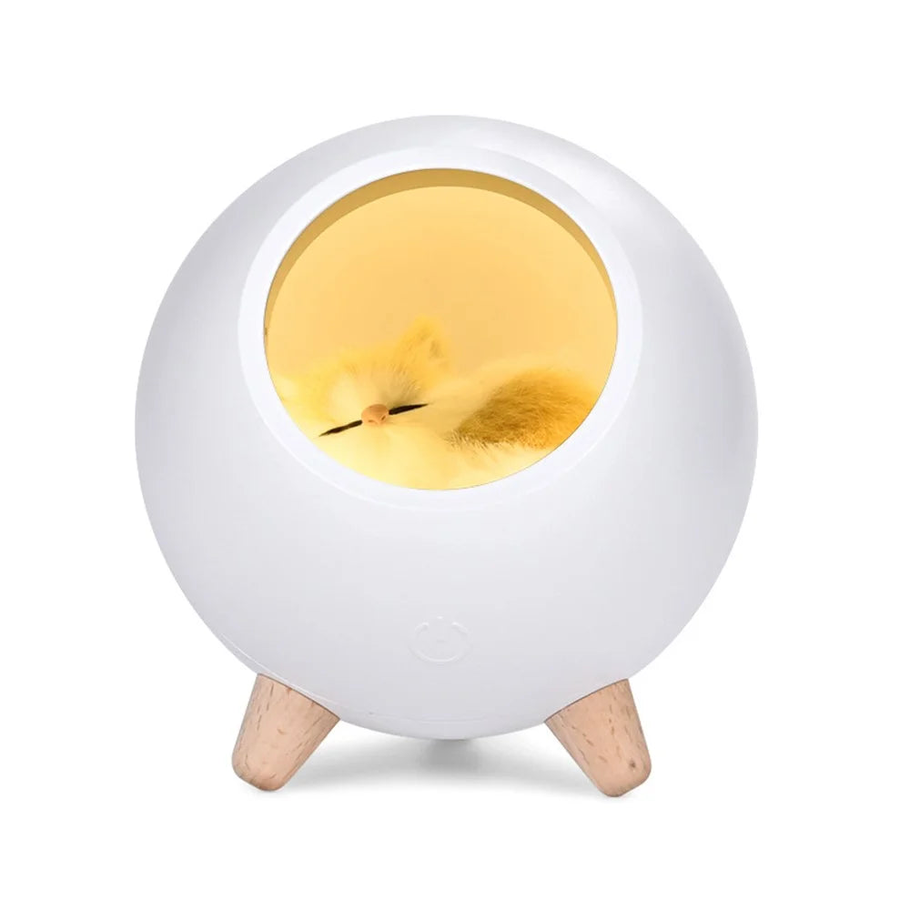 Bluetooth-compatible Speaker Cute Sleeping Cat Style USB Rechargeable Atmosphere Lamp Night Light - White - 1
