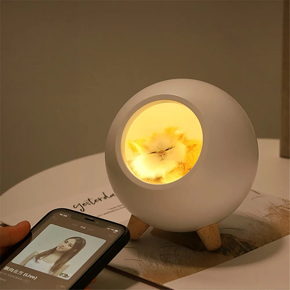 Bluetooth-compatible Speaker Cute Sleeping Cat Style USB Rechargeable Atmosphere Lamp Night Light - White - 2