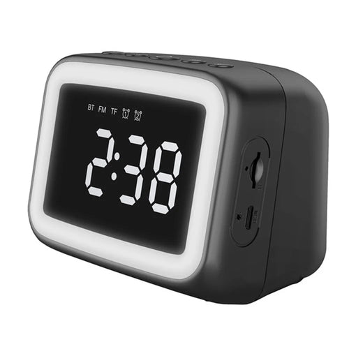 AEC BT511 Mirror Clock Night Light FM Stereo Bluetooth-compatible Speaker - Black - 1