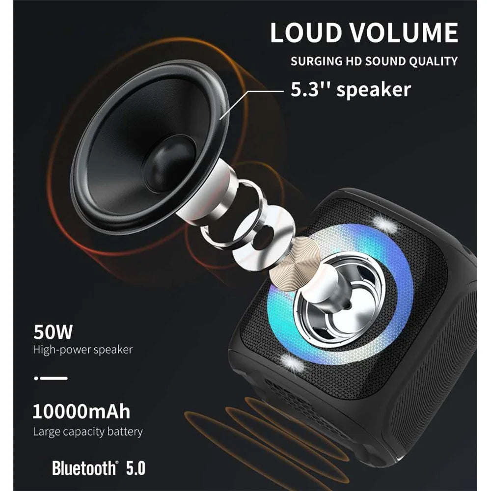 HOPESTAR Party100 Multi-function 50W High Power Bluetooth-compatible Speaker Portable Outdoor K Song Subwoofer - Black - 3