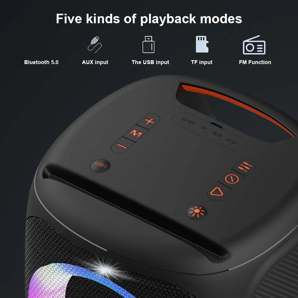 HOPESTAR Party100 Multi-function 50W High Power Bluetooth-compatible Speaker Portable Outdoor K Song Subwoofer - Black - 5