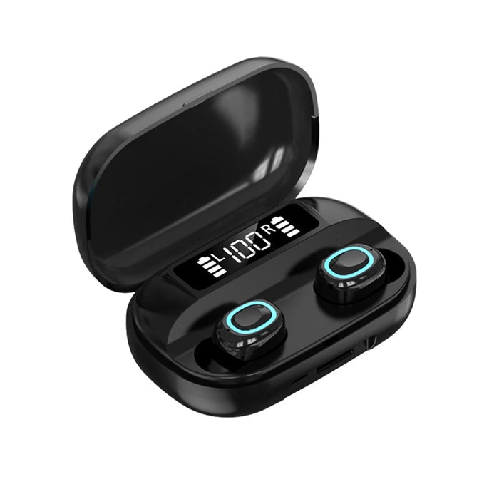 A42 TWS Bluetooth-compatible 5.0 Wireless Earphones Touch Control Earbuds with LED Display - Black - 1