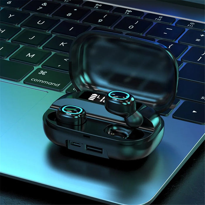 A42 TWS Bluetooth-compatible 5.0 Wireless Earphones Touch Control Earbuds with LED Display - Black - 2