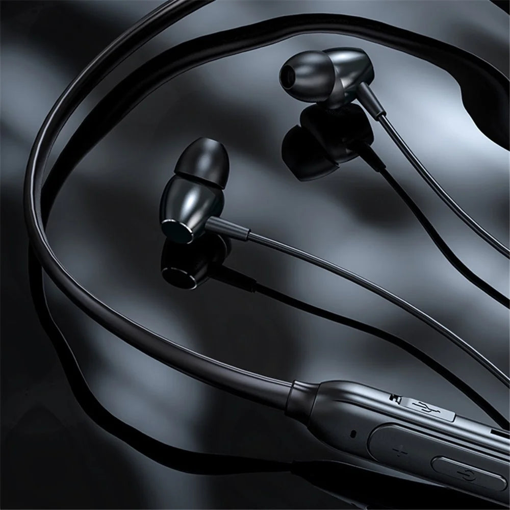 M61 Bluetooth-compatible 5.1 Neck-mounted Earphone Stereo Wireless Magnetic Suction Sports Headset Earbuds - Black - 6