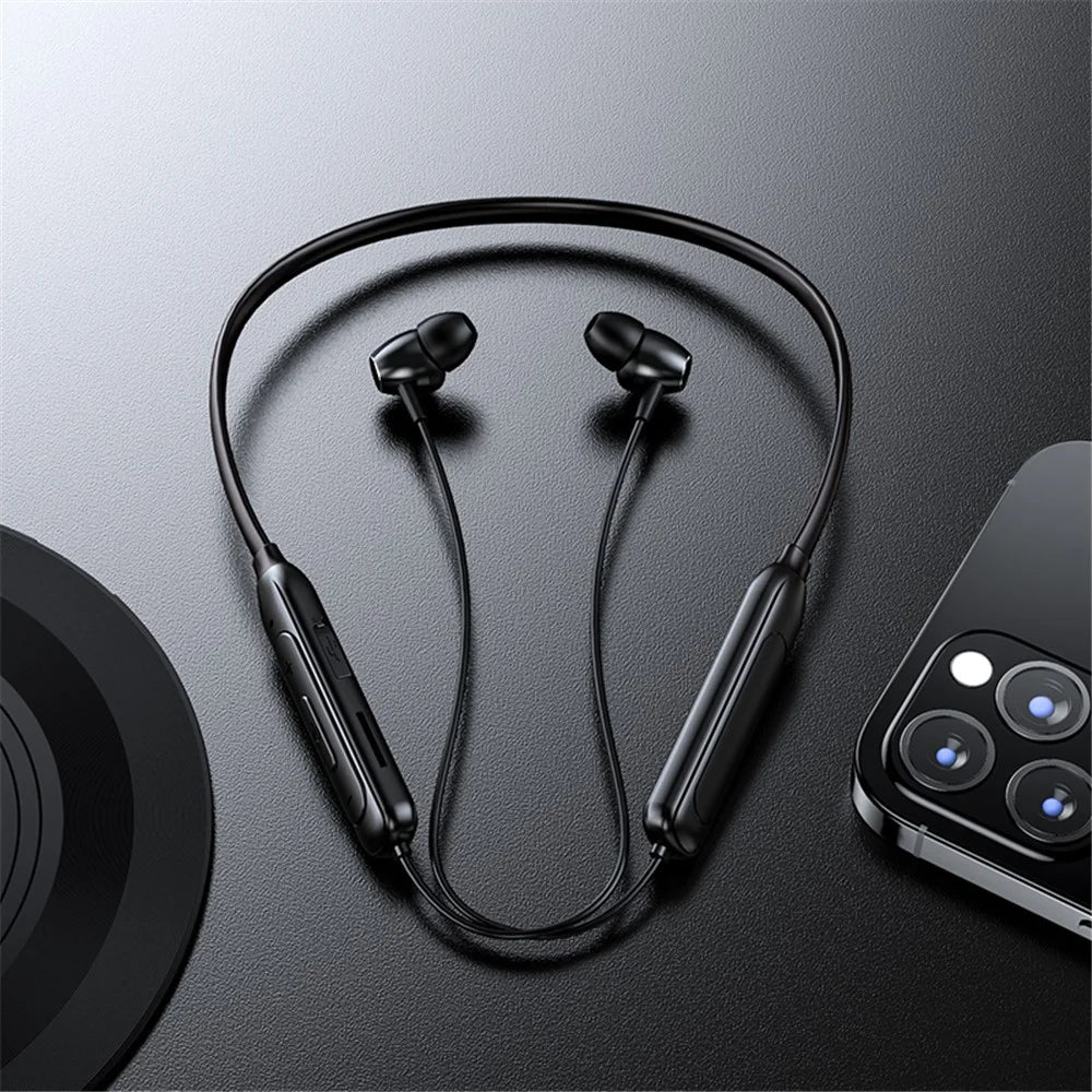 M61 Bluetooth-compatible 5.1 Neck-mounted Earphone Stereo Wireless Magnetic Suction Sports Headset Earbuds - Black - 2