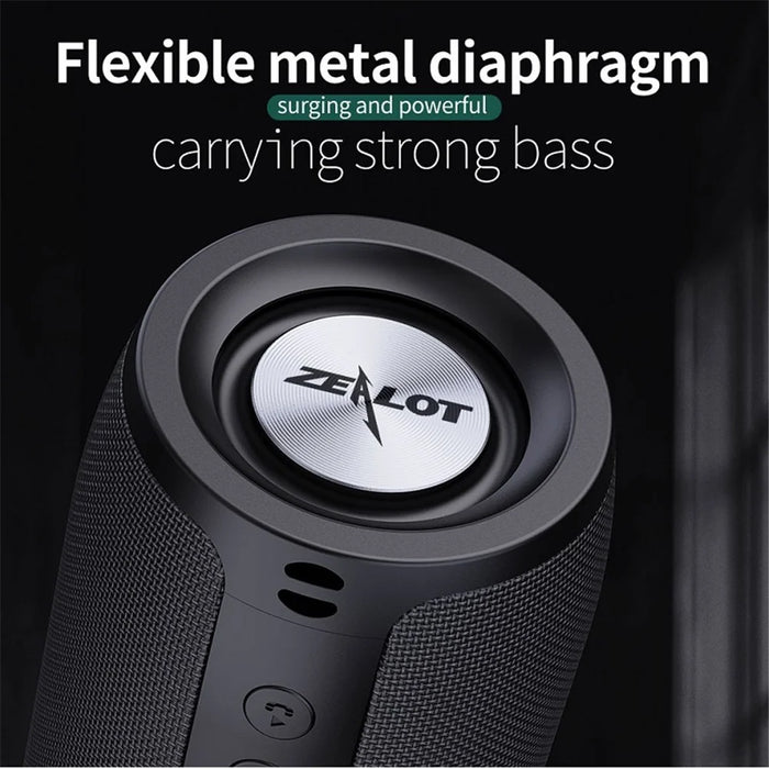 ZEALOT S51 Portable 10W TWS Wireless Speaker Outdoor Bluetooth-compatible IPX5 Waterproof FM Stereo Music Subwoofer - Black - 3