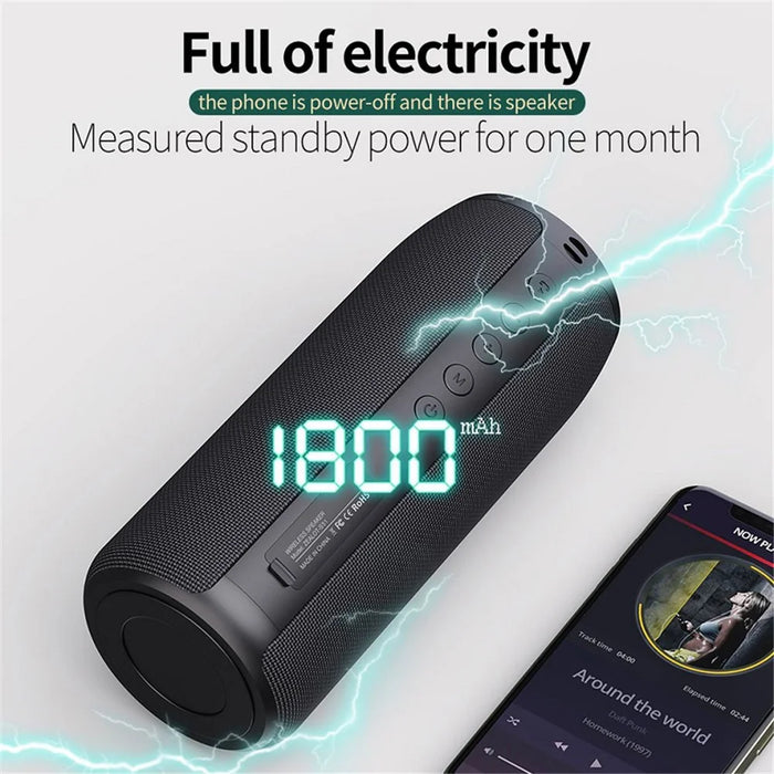 ZEALOT S51 Portable 10W TWS Wireless Speaker Outdoor Bluetooth-compatible IPX5 Waterproof FM Stereo Music Subwoofer - Black - 6