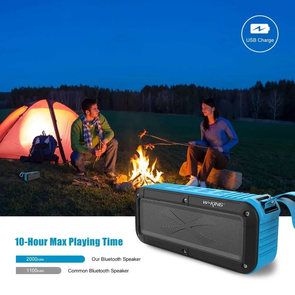 W-KING S20 Portable Outdoor IPX6 Waterproof Stereo NFC Bluetooth-compatible Speaker FM Radio Music Subwoofer - Green - 3