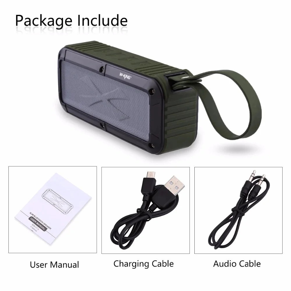 W-KING S20 Portable Outdoor IPX6 Waterproof Stereo NFC Bluetooth-compatible Speaker FM Radio Music Subwoofer - Green - 6