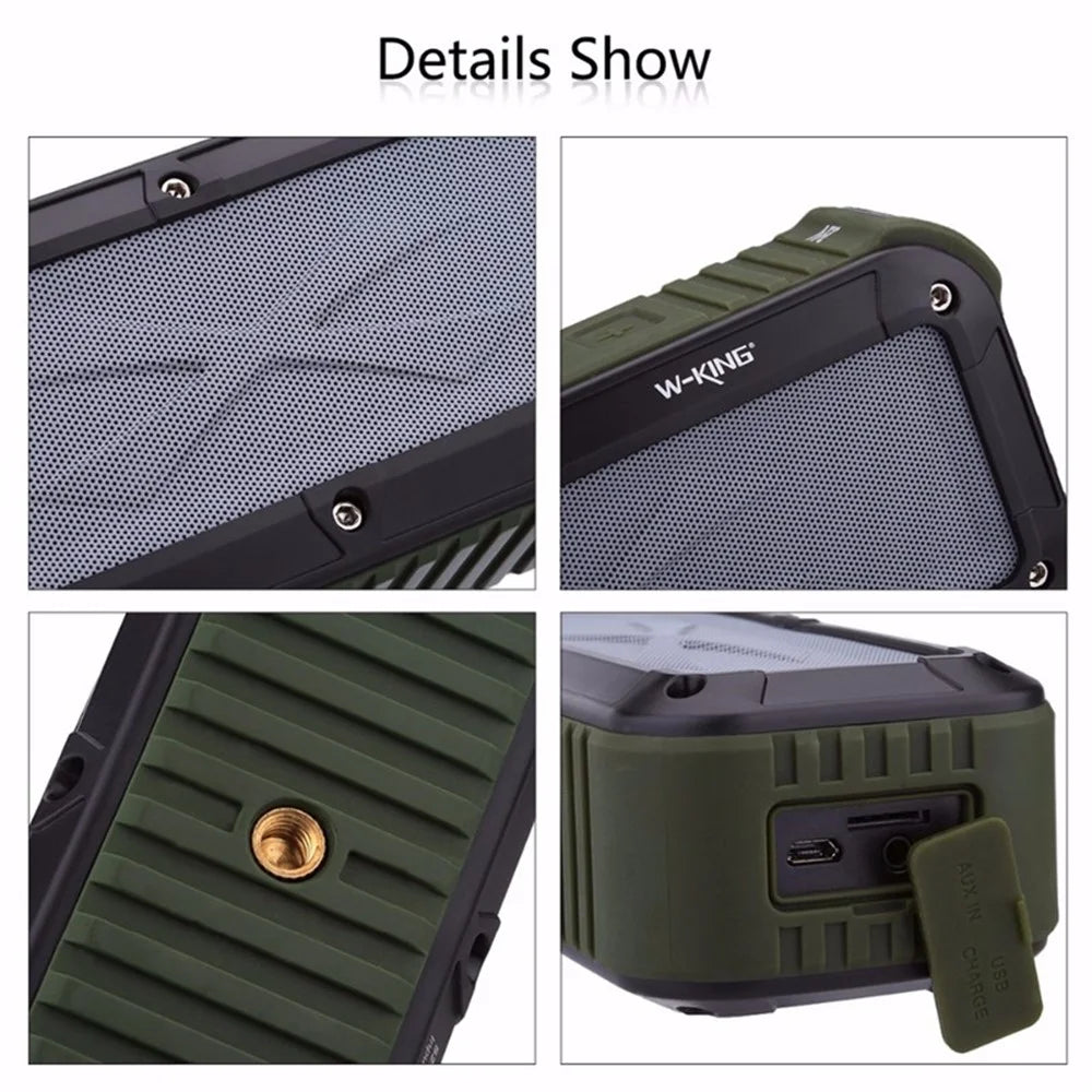 W-KING S20 Portable Outdoor IPX6 Waterproof Stereo NFC Bluetooth-compatible Speaker FM Radio Music Subwoofer - Green - 7