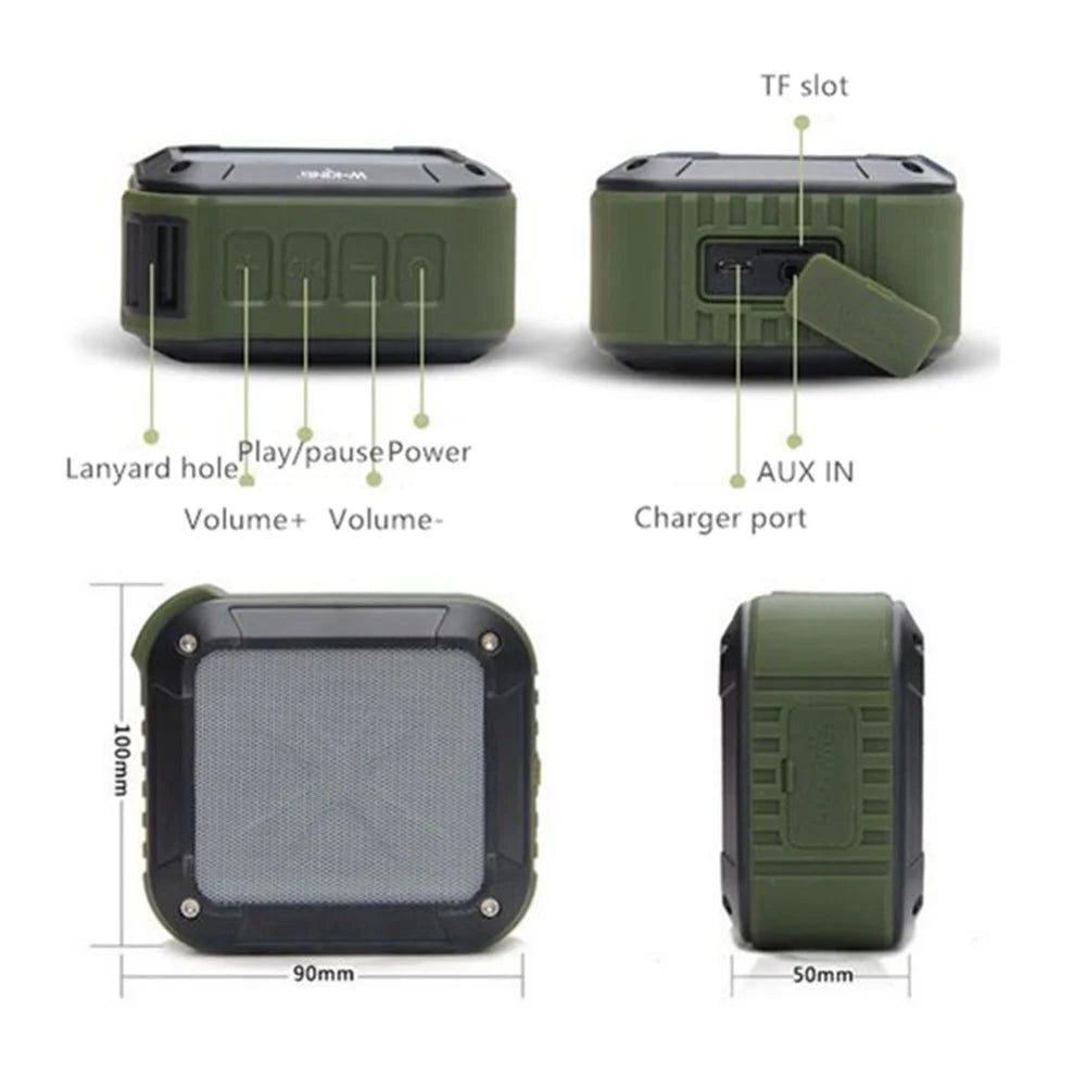 W-KING S7 Portable Bluetooth-compatible 5.0 Speaker Outdoor Cycling Waterproof FM TF Card Music Subwoofer - Green - 3