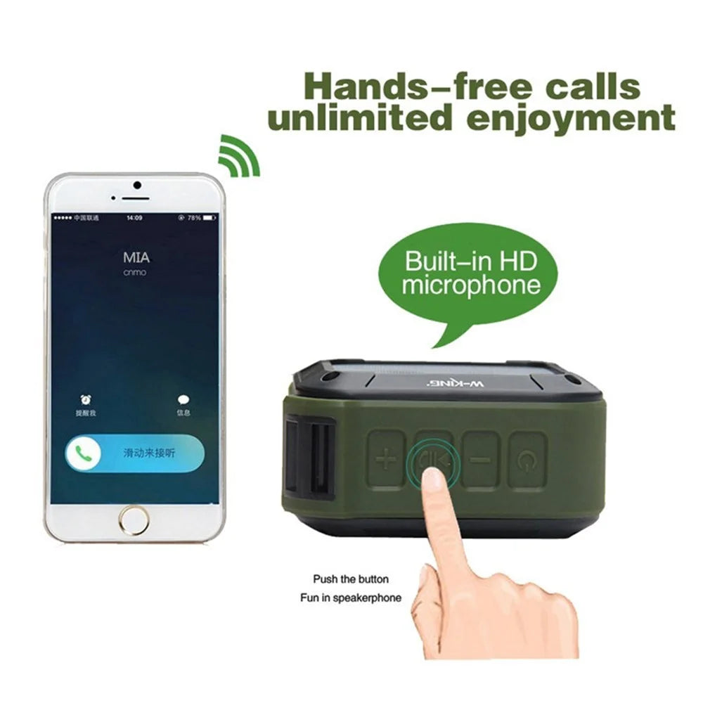 W-KING S7 Portable Bluetooth-compatible 5.0 Speaker Outdoor Cycling Waterproof FM TF Card Music Subwoofer - Green - 4