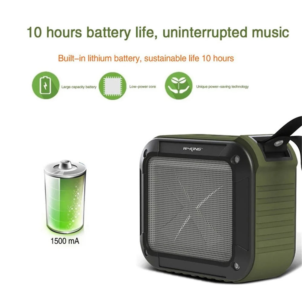 W-KING S7 Portable Bluetooth-compatible 5.0 Speaker Outdoor Cycling Waterproof FM TF Card Music Subwoofer - Green - 5