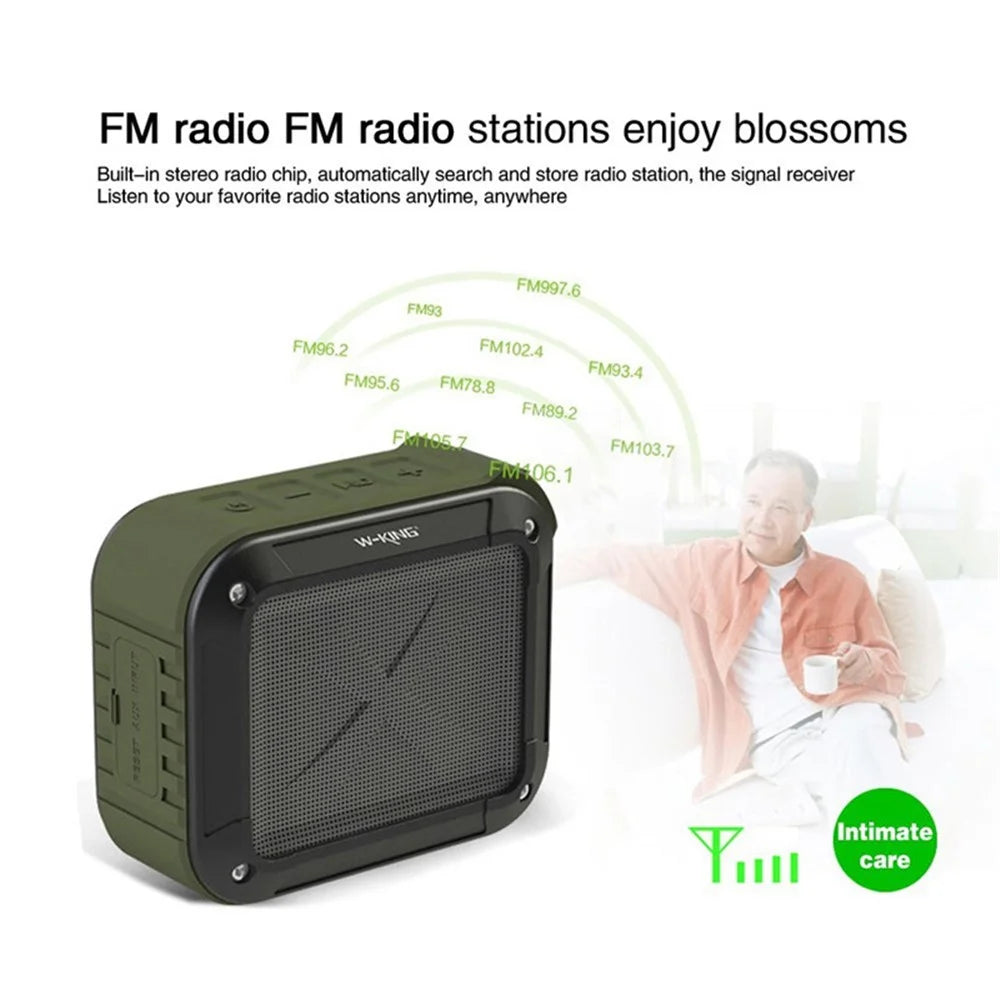 W-KING S7 Portable Bluetooth-compatible 5.0 Speaker Outdoor Cycling Waterproof FM TF Card Music Subwoofer - Green - 7