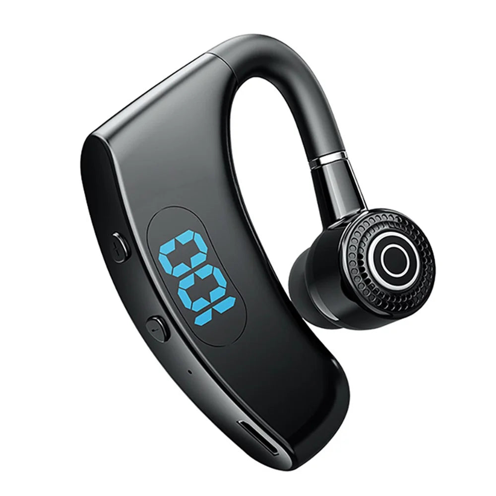 V12 Business Single Ear Smart Digital Display Earhook Wireless Bluetooth-compatible Headset Car Hands-free Earphone - Black - 1