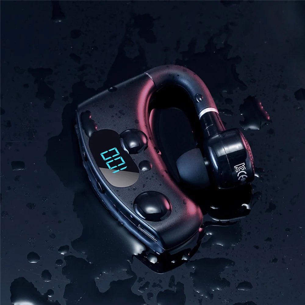 V12 Business Single Ear Smart Digital Display Earhook Wireless Bluetooth-compatible Headset Car Hands-free Earphone - Black - 6