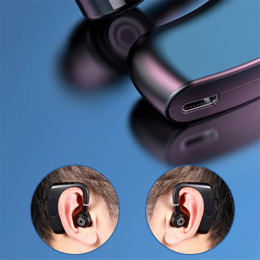 V12 Business Single Ear Smart Digital Display Earhook Wireless Bluetooth-compatible Headset Car Hands-free Earphone - Black - 7