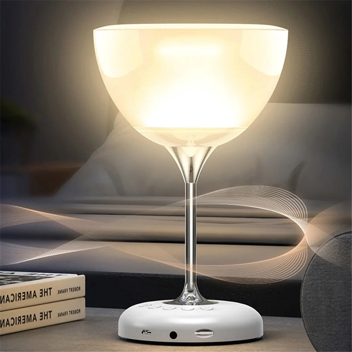JY-35 Creative Wine Glass Shape Rechargeable TWS  Bluetooth-compatible 5.0 Stereo Speaker FM TF Music Player with Colorful Night Light - White - 5