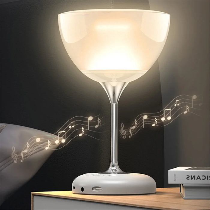 JY-35 Creative Wine Glass Shape Rechargeable TWS  Bluetooth-compatible 5.0 Stereo Speaker FM TF Music Player with Colorful Night Light - White - 7