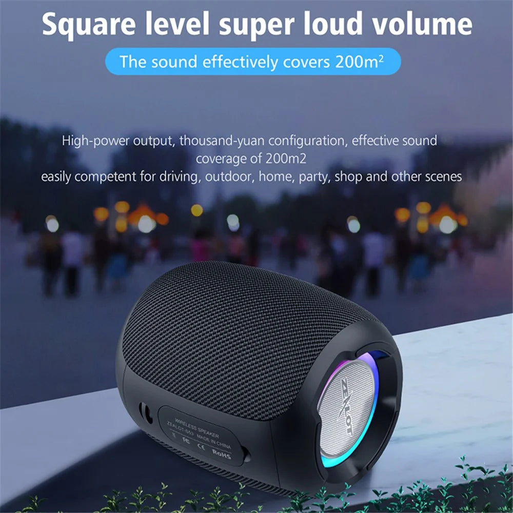 ZEALOT S53 20W Portable TWS Wireless Speaker Outdoor Waterproof Bluetooth-compatible Stereo Music Subwoofer - Black - 5